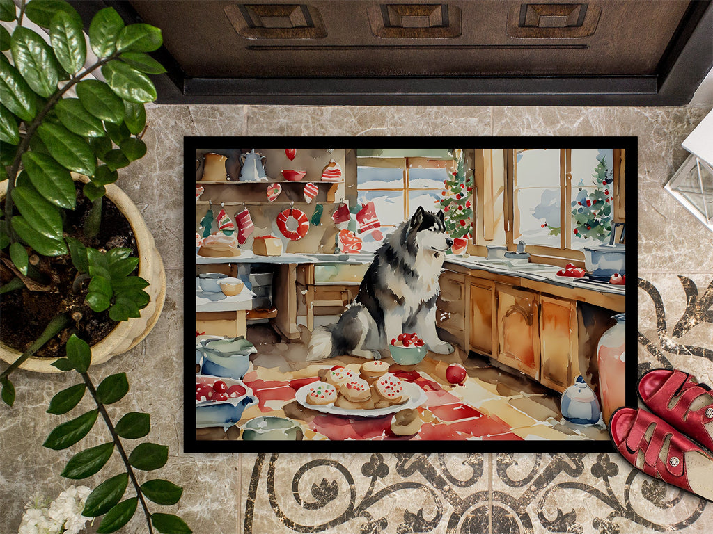 Alaskan Malamute Christmas Cookies Doormat Indoor Outdoor 24H X 36W Front Door Mat Rugs for Entryway, Non Slip Washable Low Pile,