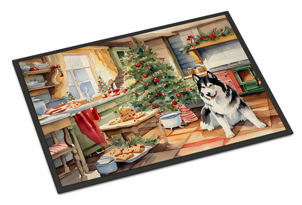 Alaskan Malamute Christmas Cookies Doormat Indoor Outdoor 18H X 27W Front Door Mat Rugs for Entryway, Non Slip Washable