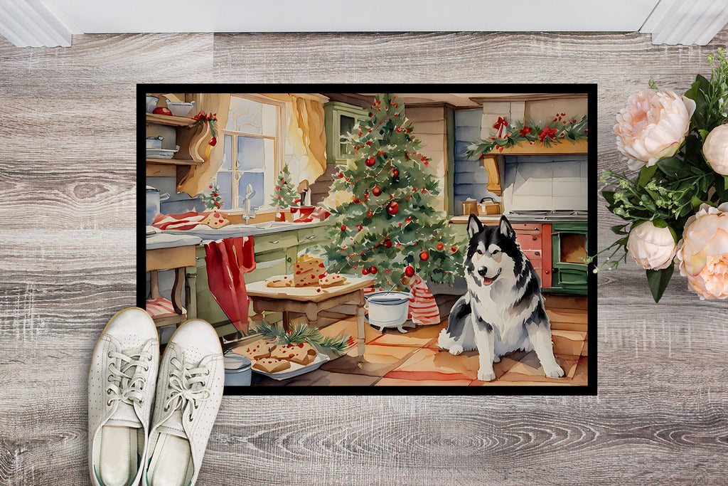 Alaskan Malamute Christmas Cookies Doormat Indoor Outdoor 18H X 27W Front Door Mat Rugs for Entryway, Non Slip Washable