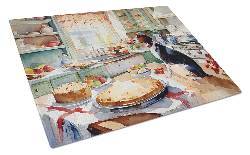 American English Coonhound Christmas Cookies Cutting Board Tempered Glass Kitchen Cutting Surface, Heat Resistant Chopping, Non-Slip Feet, Food Prep & Serving