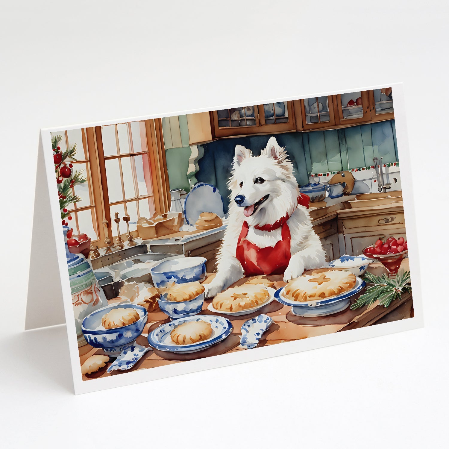 American Eskimo Christmas Cookies Greeting Cards Pack of 8 Blank Cards with Envelopes Whimsical A7 Size 5x7