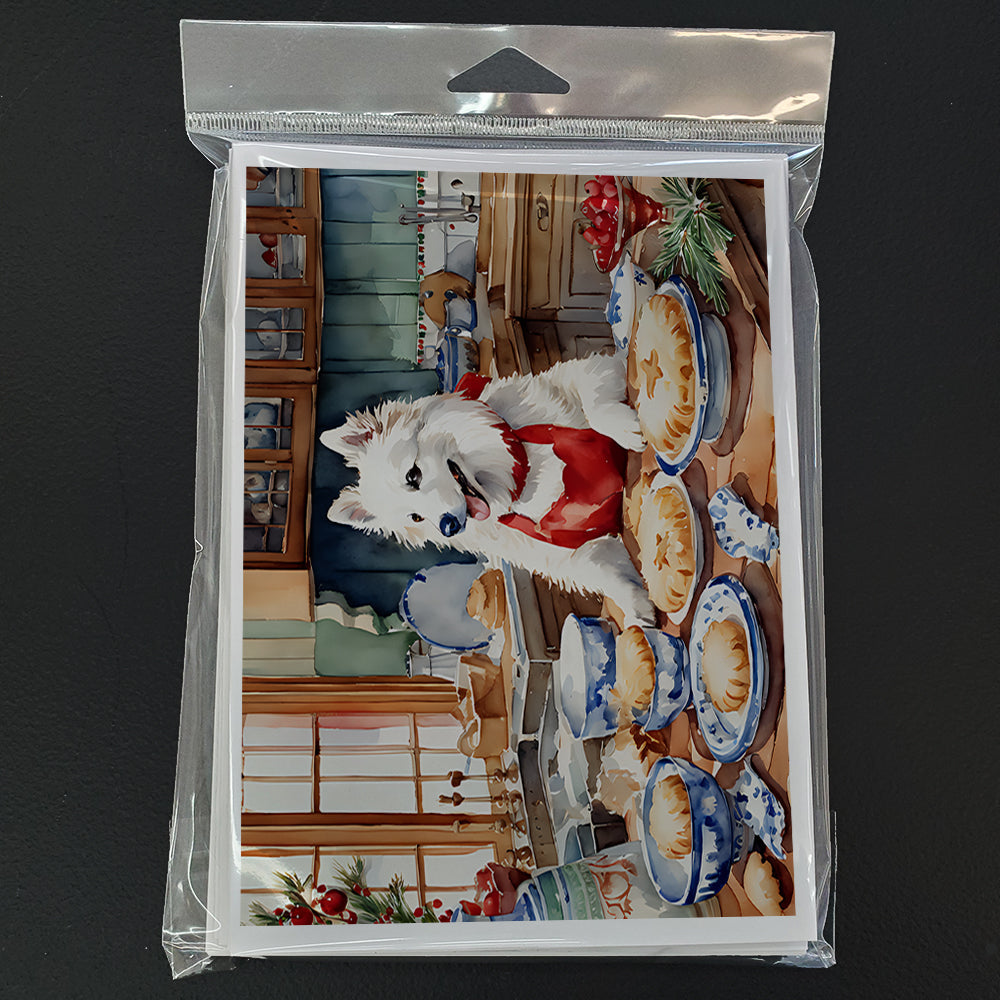 American Eskimo Christmas Cookies Greeting Cards Pack of 8 Blank Cards with Envelopes Whimsical A7 Size 5x7