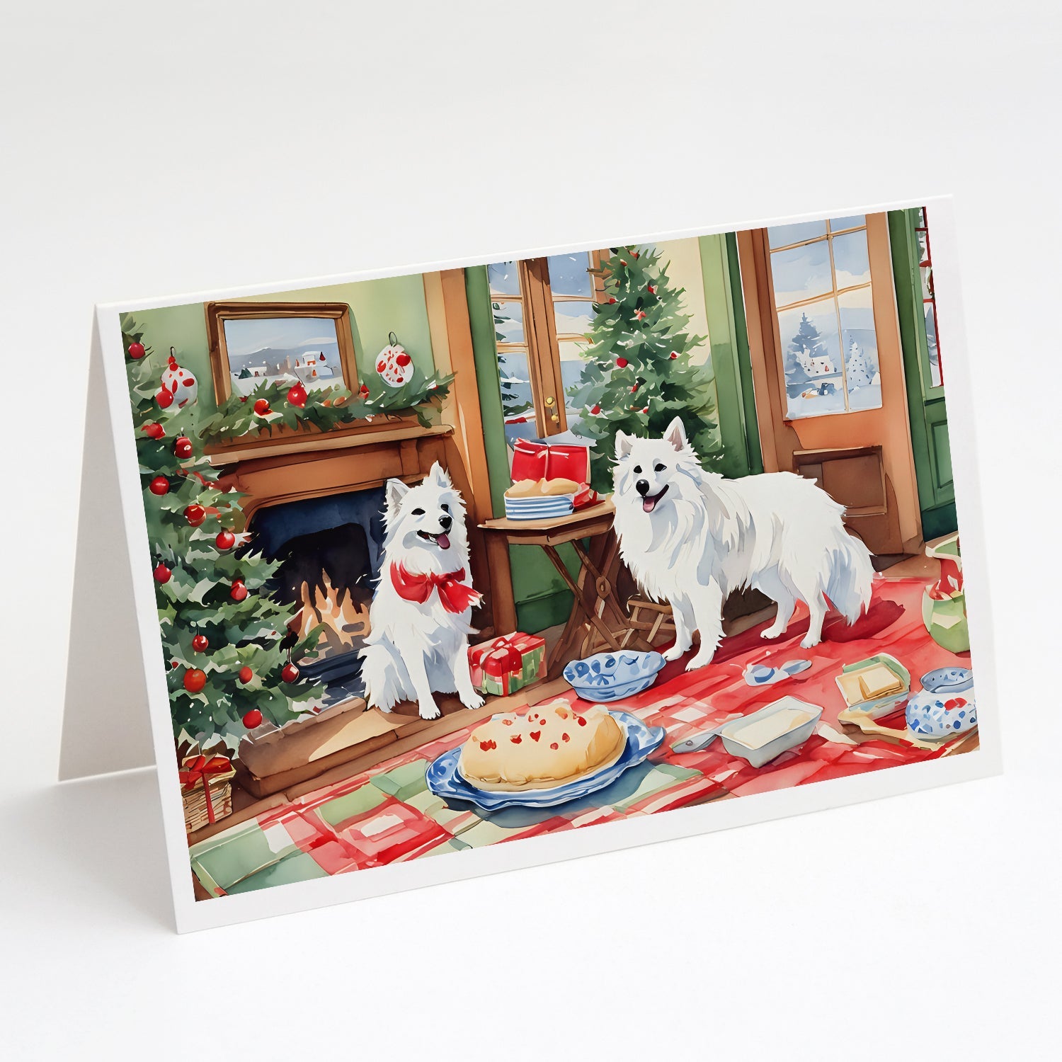 American Eskimo Christmas Cookies Greeting Cards Pack of 8 Blank Cards with Envelopes Whimsical A7 Size 5x7