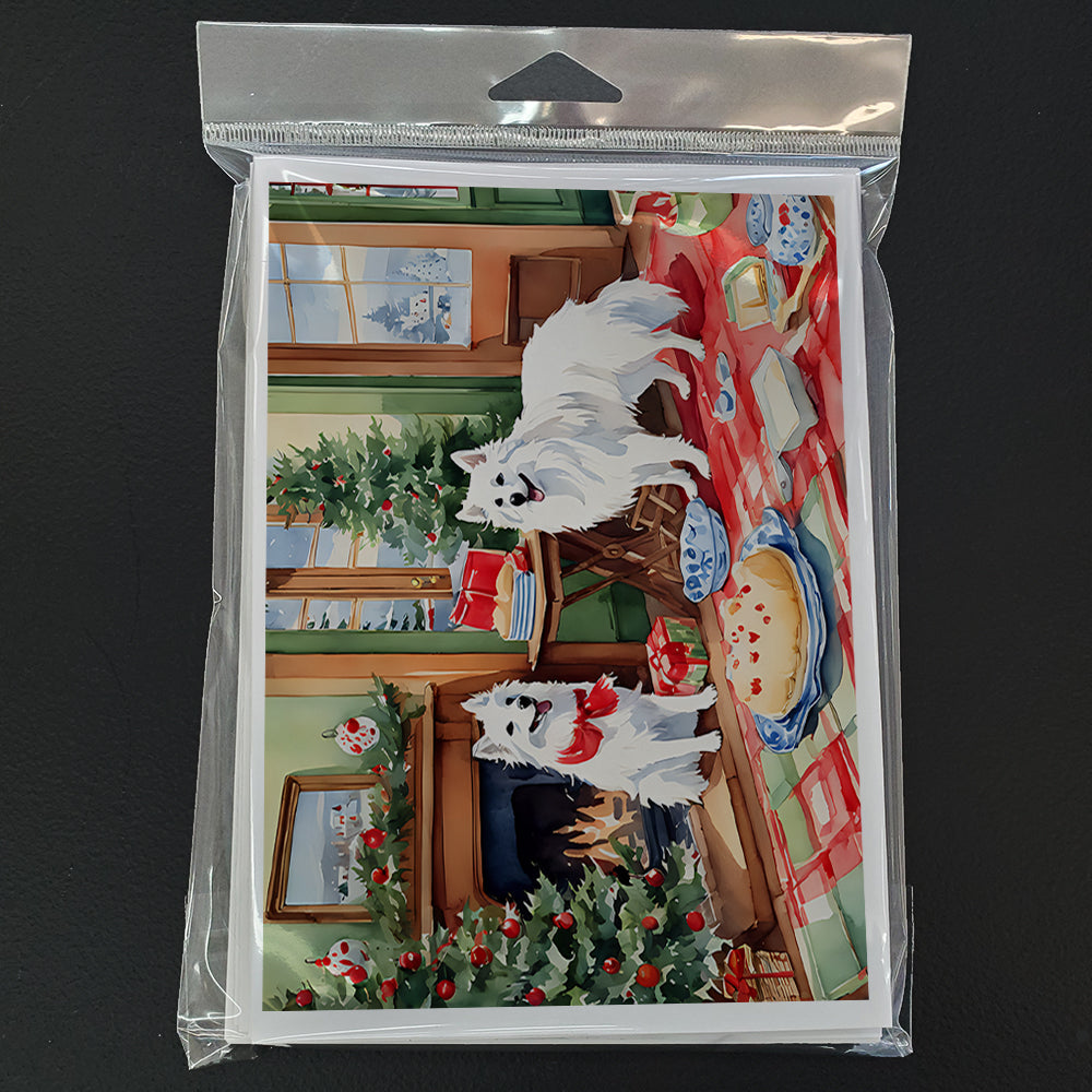 American Eskimo Christmas Cookies Greeting Cards Pack of 8 Blank Cards with Envelopes Whimsical A7 Size 5x7