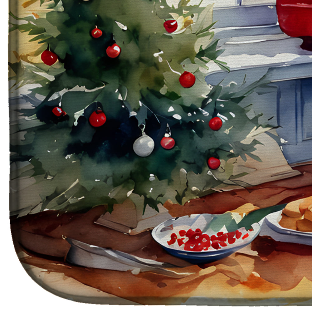 American Eskimo Christmas Cookies Dish Drying Mat Absorbent Dish Drying Mat Pad for Kitchen Counter Dish Drainer Mat for Countertop, 14 x 21", Multicolor