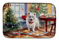 American Eskimo Christmas Cookies Dish Drying Mat Absorbent Dish Drying Mat Pad for Kitchen Counter Dish Drainer Mat for Countertop, 14 x 21", Multicolor