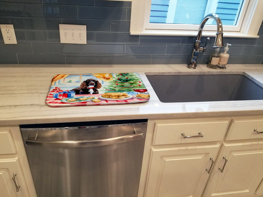 American Water Spaniel Christmas Cookies Dish Drying Mat Absorbent Dish Drying Mat Pad for Kitchen Counter Dish Drainer Mat for Countertop, 14 x 21", Multicolor