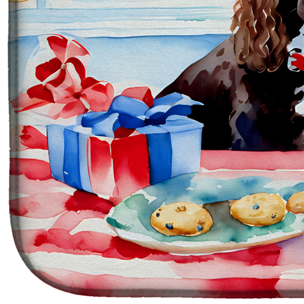 American Water Spaniel Christmas Cookies Dish Drying Mat Absorbent Dish Drying Mat Pad for Kitchen Counter Dish Drainer Mat for Countertop, 14 x 21", Multicolor