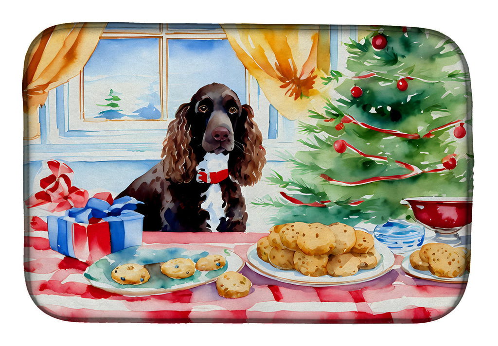 American Water Spaniel Christmas Cookies Dish Drying Mat Absorbent Dish Drying Mat Pad for Kitchen Counter Dish Drainer Mat for Countertop, 14 x 21", Multicolor