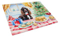 American Water Spaniel Christmas Cookies Cutting Board Tempered Glass Kitchen Cutting Surface, Heat Resistant Chopping, Non-Slip Feet, Food Prep & Serving