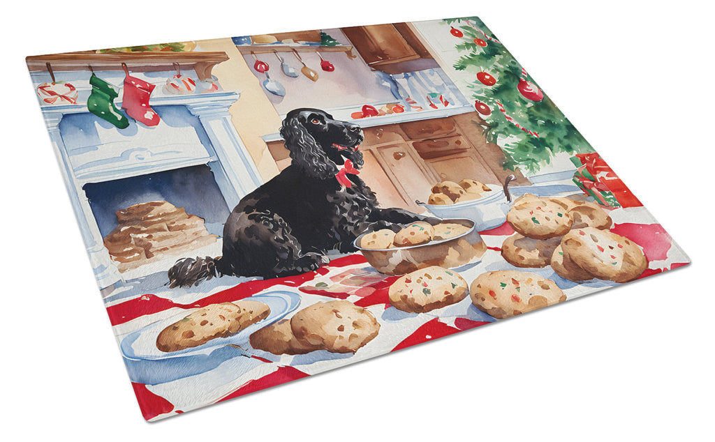 American Water Spaniel Christmas Cookies Cutting Board Tempered Glass Kitchen Cutting Surface, Heat Resistant Chopping, Non-Slip Feet, Food Prep & Serving