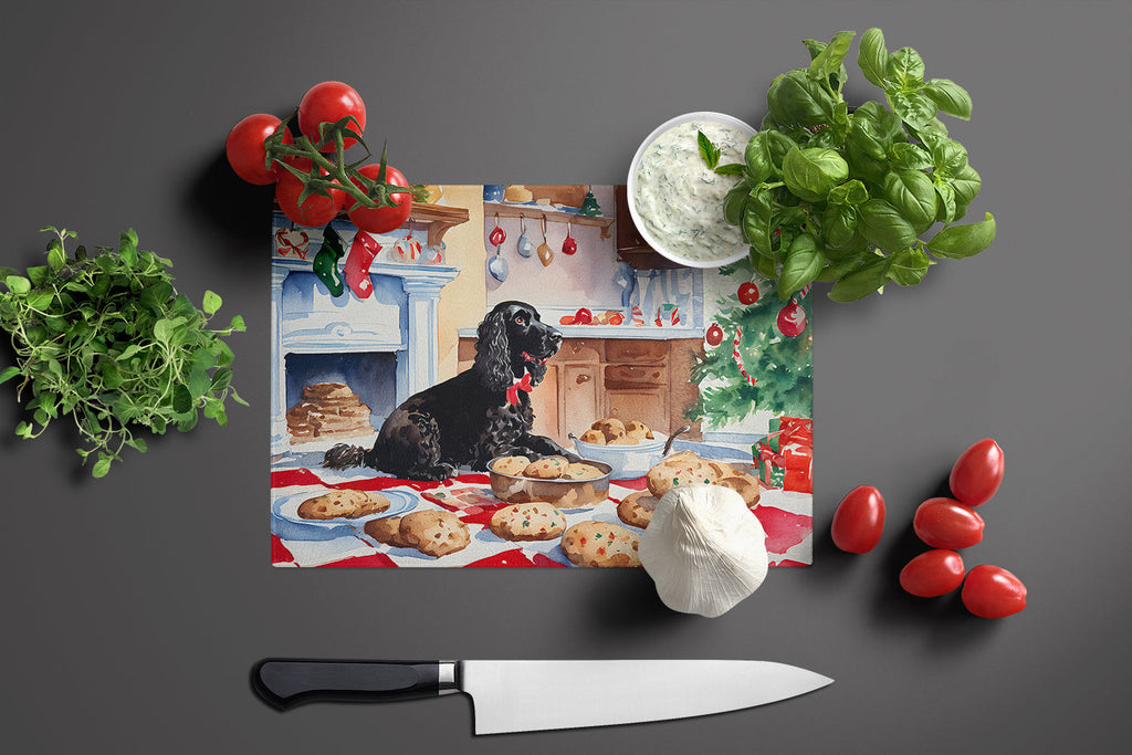 American Water Spaniel Christmas Cookies Cutting Board Tempered Glass Kitchen Cutting Surface, Heat Resistant Chopping, Non-Slip Feet, Food Prep & Serving