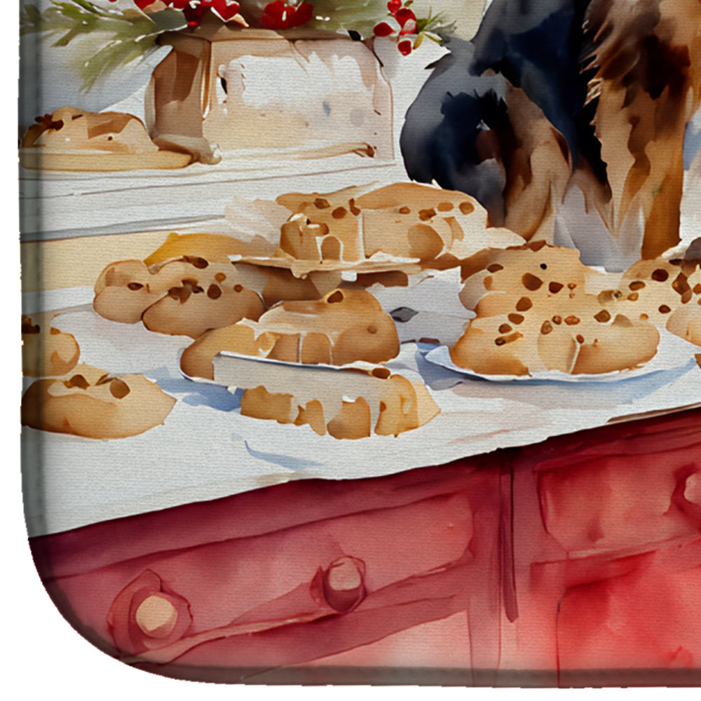 Australian Shepherd Christmas Cookies Dish Drying Mat Absorbent Dish Drying Mat Pad for Kitchen Counter Dish Drainer Mat for Countertop, 14 x 21", Multicolor