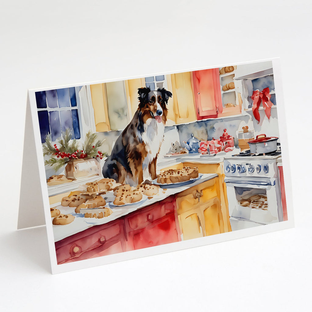 Australian Shepherd Christmas Cookies Greeting Cards Pack of 8 Blank Cards with Envelopes Whimsical A7 Size 5x7
