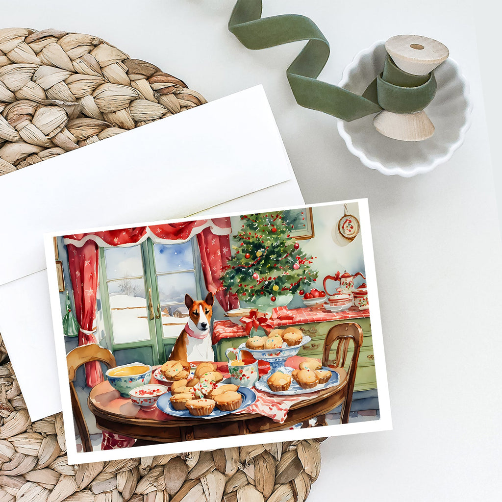 Basenji Christmas Cookies Greeting Cards Pack of 8 Blank Cards with Envelopes Whimsical A7 Size 5x7