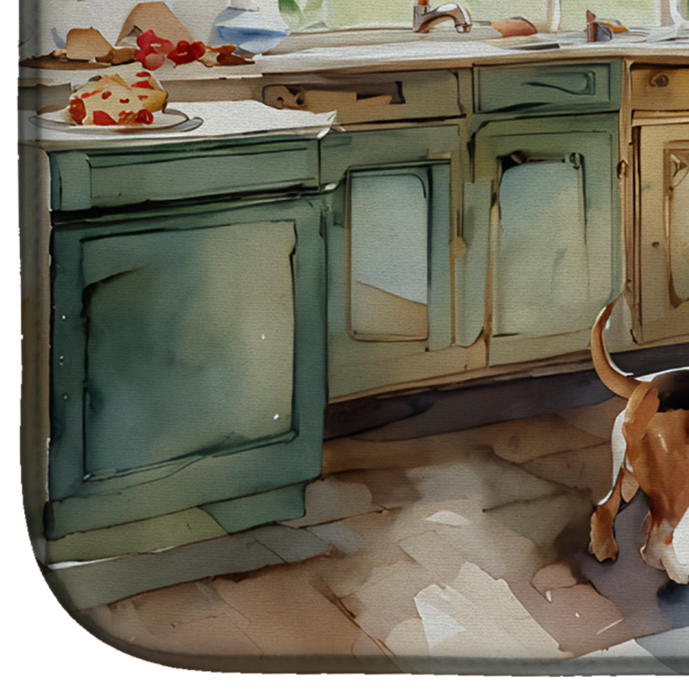 Basset Hound Christmas Cookies Dish Drying Mat Absorbent Dish Drying Mat Pad for Kitchen Counter Dish Drainer Mat for Countertop, 14 x 21", Multicolor