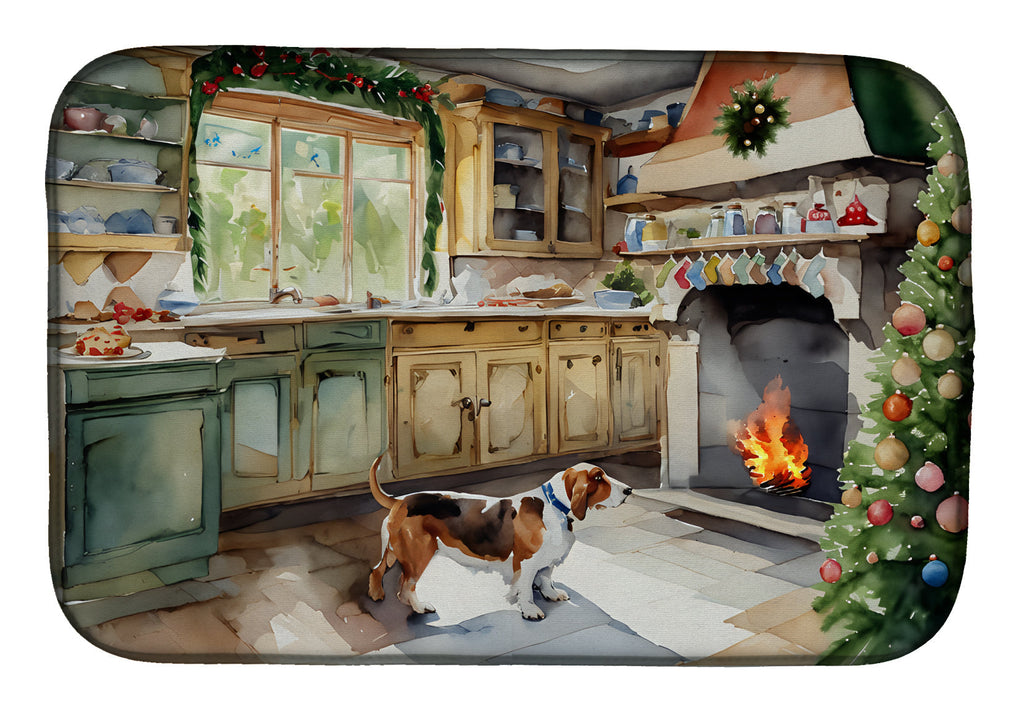 Basset Hound Christmas Cookies Dish Drying Mat Absorbent Dish Drying Mat Pad for Kitchen Counter Dish Drainer Mat for Countertop, 14 x 21", Multicolor