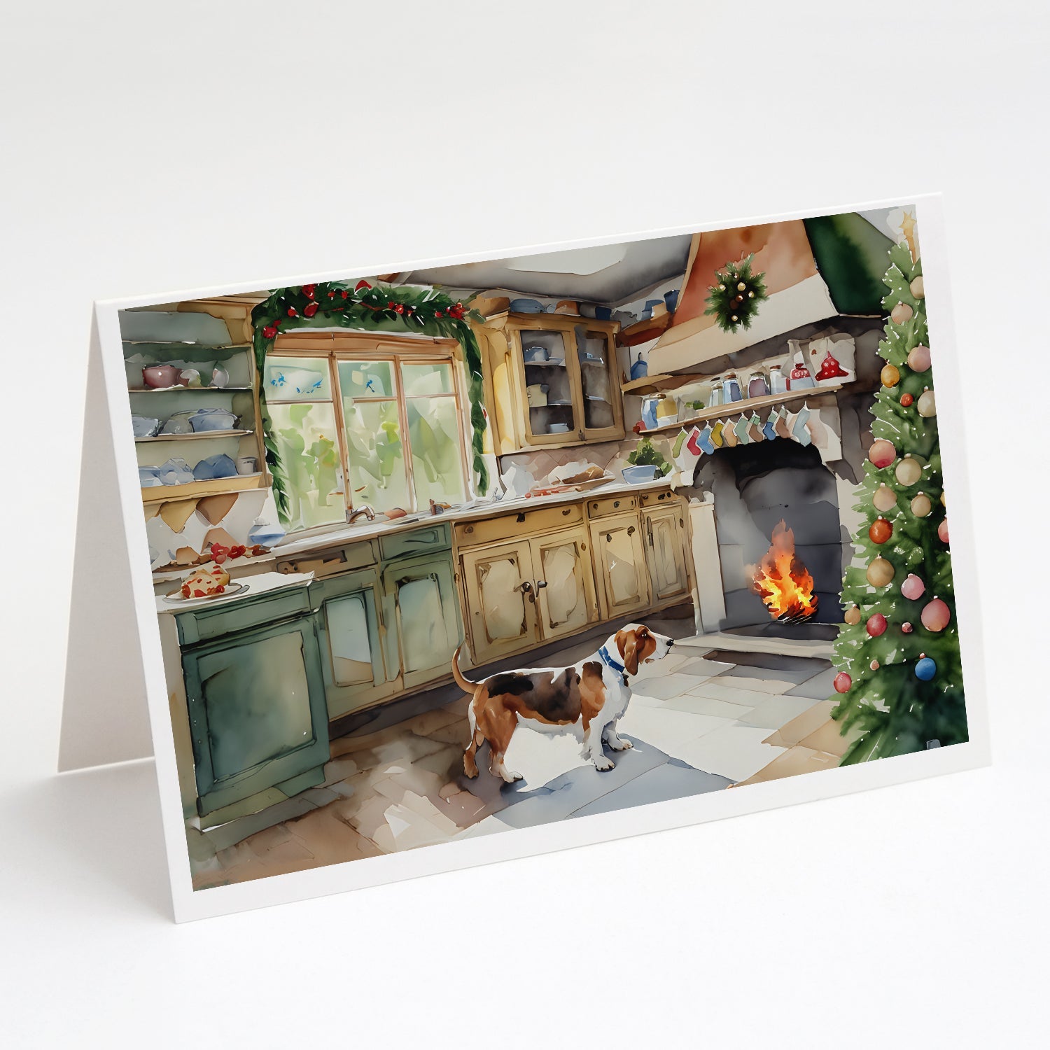 Basset Hound Christmas Cookies Greeting Cards Pack of 8 Blank Cards with Envelopes Whimsical A7 Size 5x7