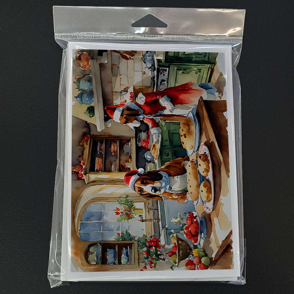 Basset Hound Christmas Cookies Greeting Cards Pack of 8 Blank Cards with Envelopes Whimsical A7 Size 5x7