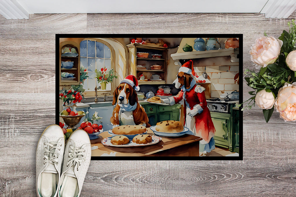 Basset Hound Christmas Cookies Doormat Indoor Outdoor 24H X 36W Front Door Mat Rugs for Entryway, Non Slip Washable Low Pile,
