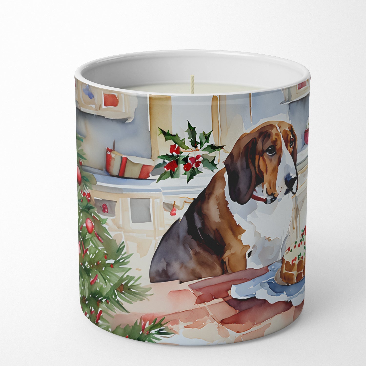 Basset Hound Christmas Cookies Decorative Soy Candle Nature Soy Wax Essential Oil Home Decor Ideal for Bedroom Kitchen Bath Office Gift, 10 oz