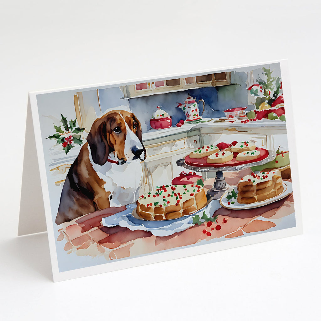 Basset Hound Christmas Cookies Greeting Cards Pack of 8 Blank Cards with Envelopes Whimsical A7 Size 5x7