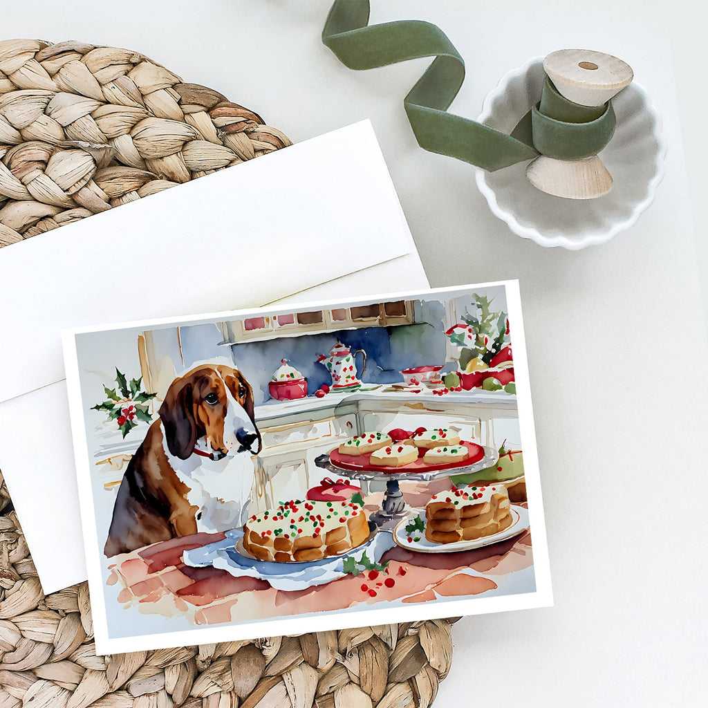 Basset Hound Christmas Cookies Greeting Cards Pack of 8 Blank Cards with Envelopes Whimsical A7 Size 5x7