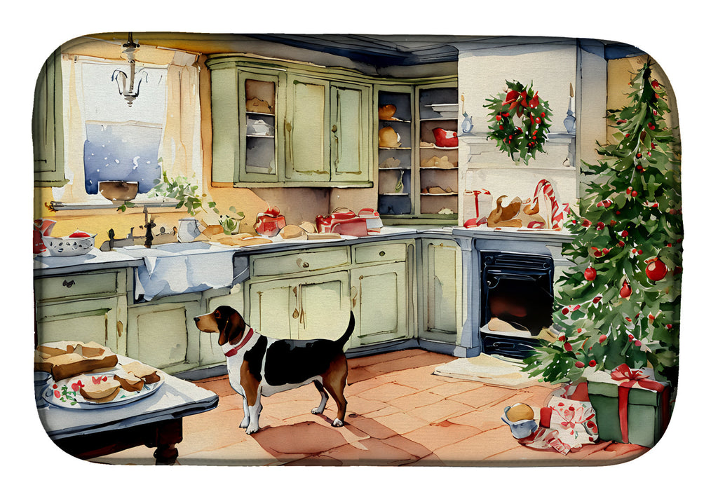 Basset Hound Christmas Cookies Dish Drying Mat Absorbent Dish Drying Mat Pad for Kitchen Counter Dish Drainer Mat for Countertop, 14 x 21", Multicolor
