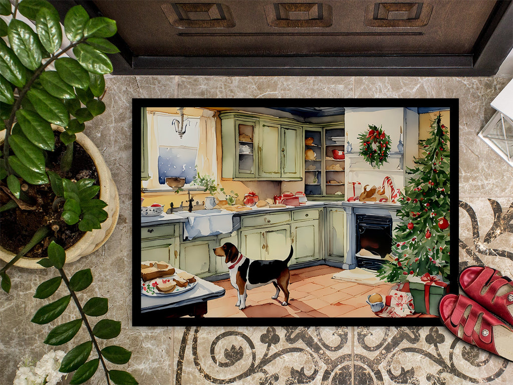 Basset Hound Christmas Cookies Doormat Indoor Outdoor 24H X 36W Front Door Mat Rugs for Entryway, Non Slip Washable Low Pile,