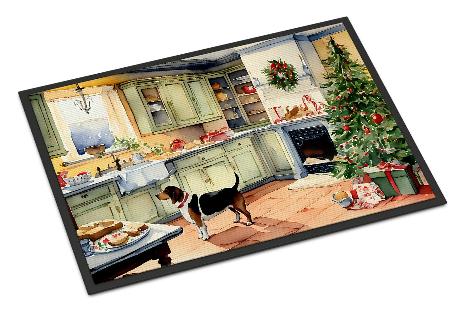 Basset Hound Christmas Cookies Doormat Indoor Outdoor 18H X 27W Front Door Mat Rugs for Entryway, Non Slip Washable