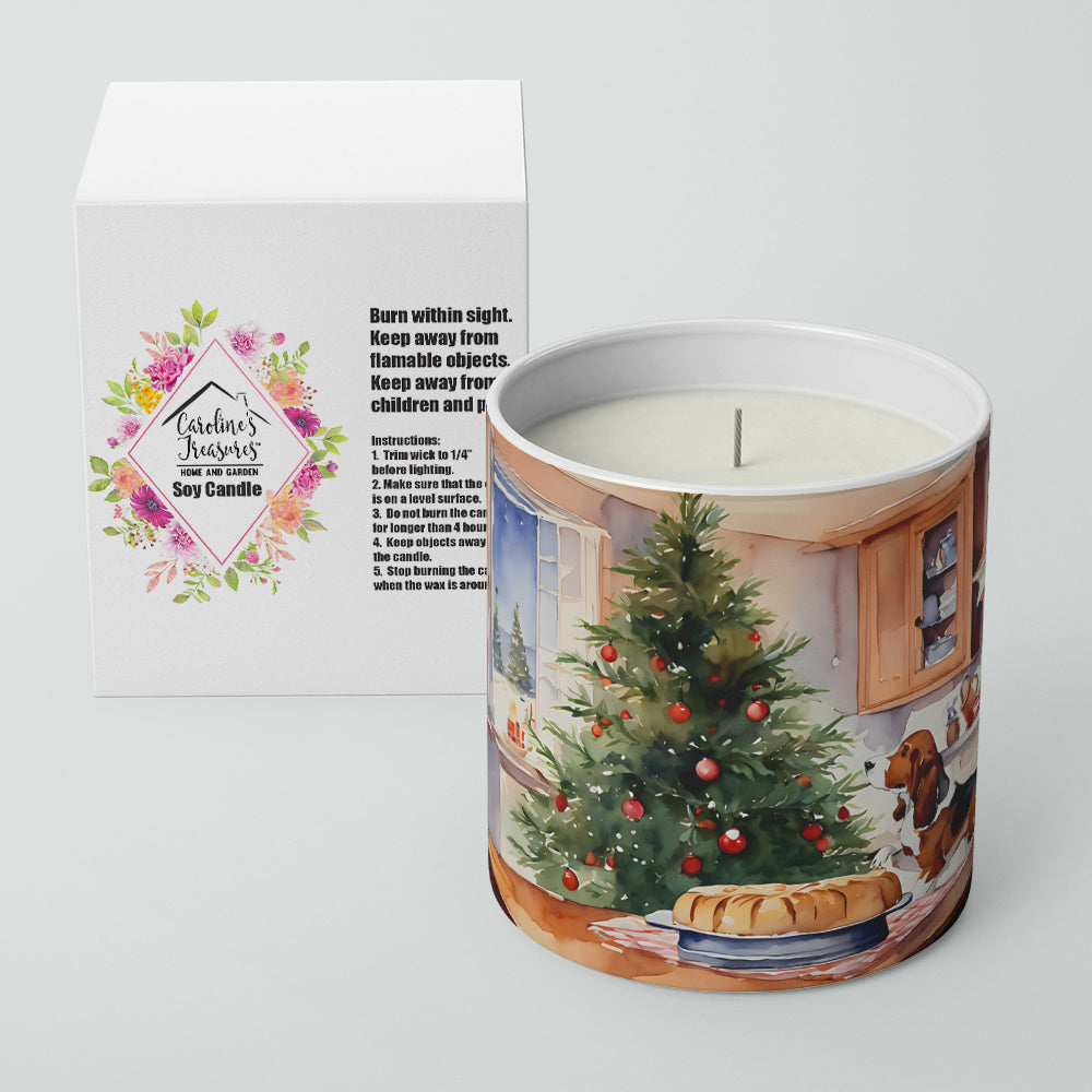 Basset Hound Christmas Cookies Decorative Soy Candle Nature Soy Wax Essential Oil Home Decor Ideal for Bedroom Kitchen Bath Office Gift, 10 oz