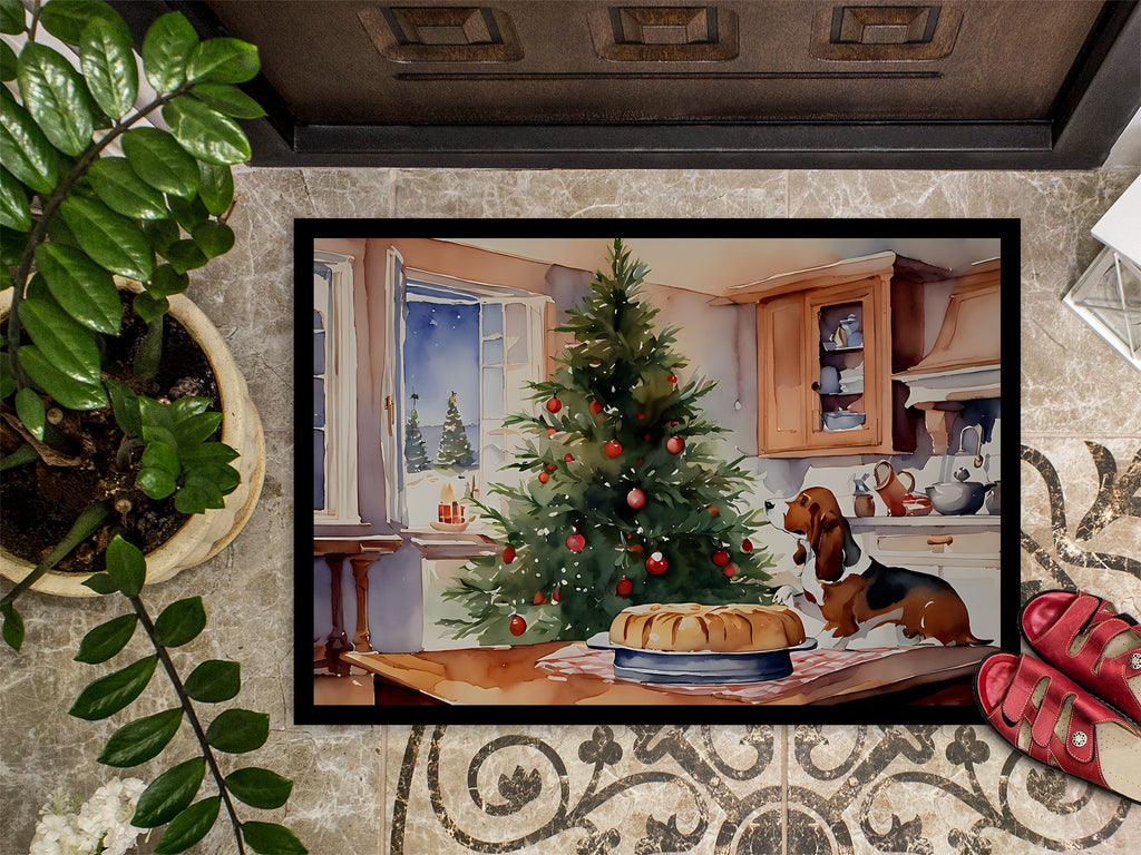 Basset Hound Christmas Cookies Doormat Indoor Outdoor 24H X 36W Front Door Mat Rugs for Entryway, Non Slip Washable Low Pile,