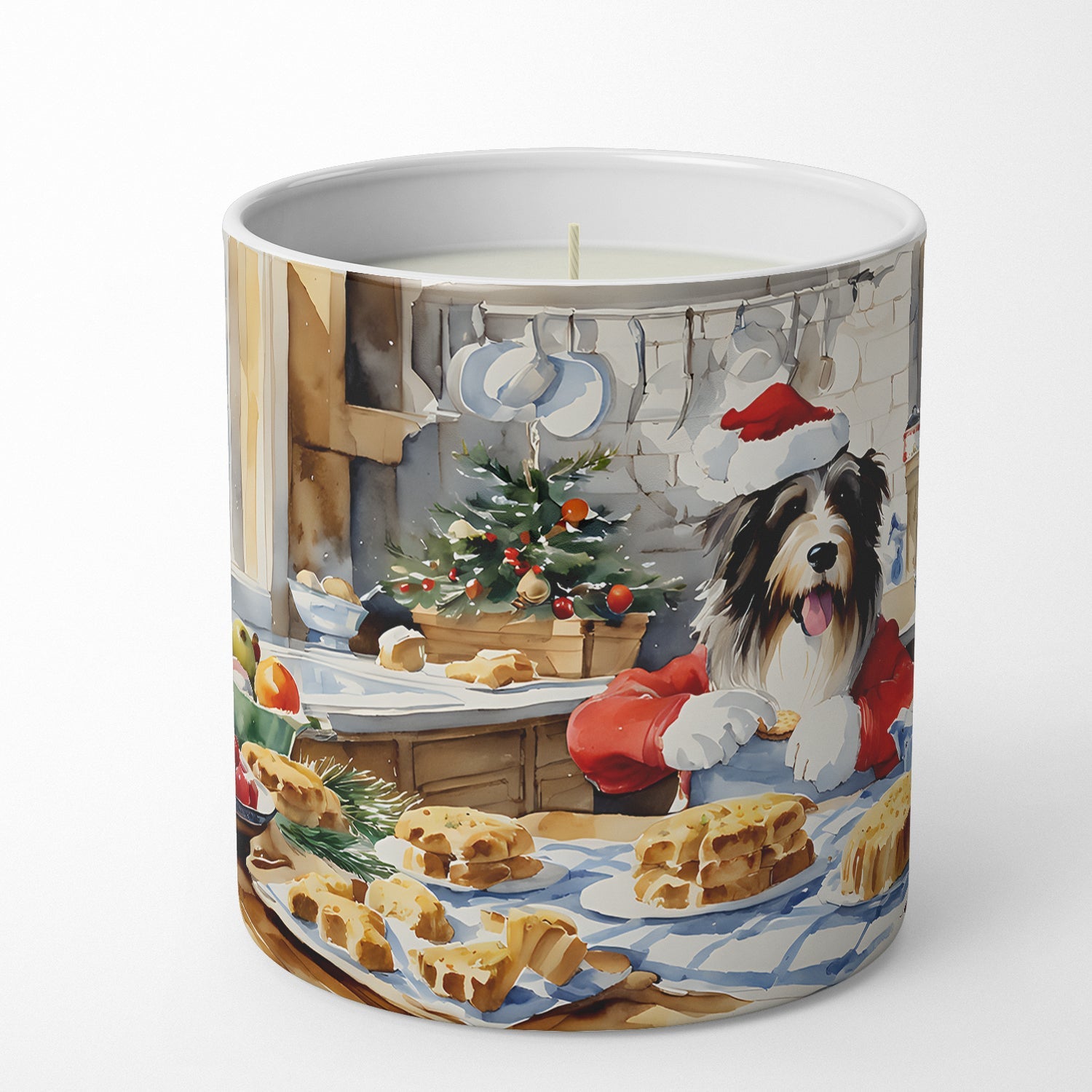 Bearded Collie Christmas Cookies Decorative Soy Candle Nature Soy Wax Essential Oil Home Decor Ideal for Bedroom Kitchen Bath Office Gift, 10 oz