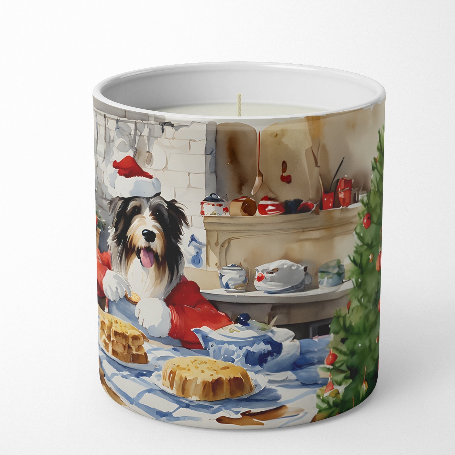 Bearded Collie Christmas Cookies Decorative Soy Candle Nature Soy Wax Essential Oil Home Decor Ideal for Bedroom Kitchen Bath Office Gift, 10 oz