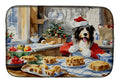 Bearded Collie Christmas Cookies Dish Drying Mat Absorbent Dish Drying Mat Pad for Kitchen Counter Dish Drainer Mat for Countertop, 14 x 21", Multicolor