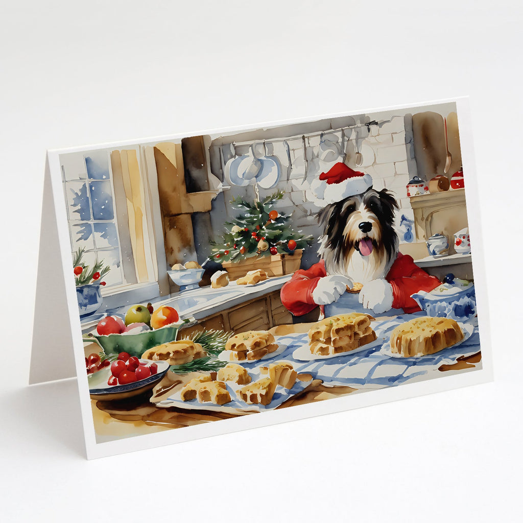 Bearded Collie Christmas Cookies Greeting Cards Pack of 8 Blank Cards with Envelopes Whimsical A7 Size 5x7