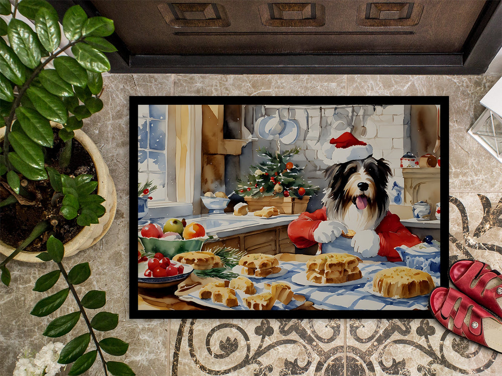 Bearded Collie Christmas Cookies Doormat Indoor Outdoor 24H X 36W Front Door Mat Rugs for Entryway, Non Slip Washable Low Pile,