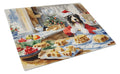 Bearded Collie Christmas Cookies Cutting Board Tempered Glass Kitchen Cutting Surface, Heat Resistant Chopping, Non-Slip Feet, Food Prep & Serving