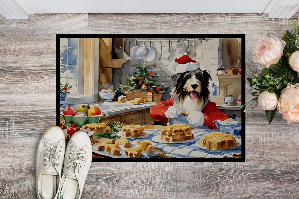 Bearded Collie Christmas Cookies Doormat Indoor Outdoor 18H X 27W Front Door Mat Rugs for Entryway, Non Slip Washable