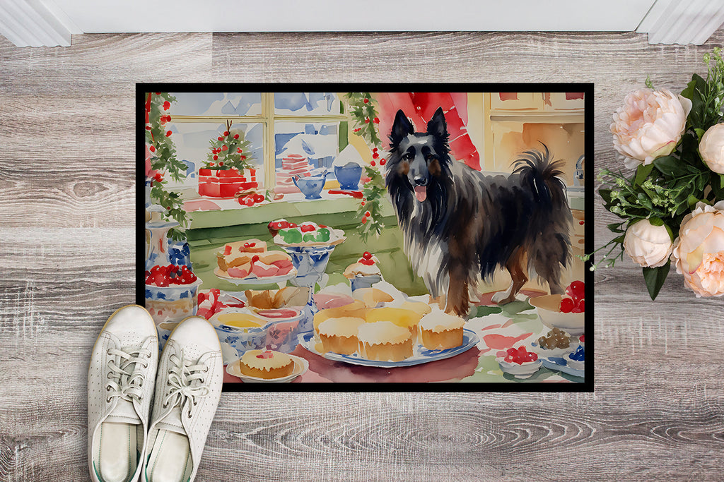 Belgian Sheepdog Christmas Cookies Doormat Indoor Outdoor 24H X 36W Front Door Mat Rugs for Entryway, Non Slip Washable Low Pile,