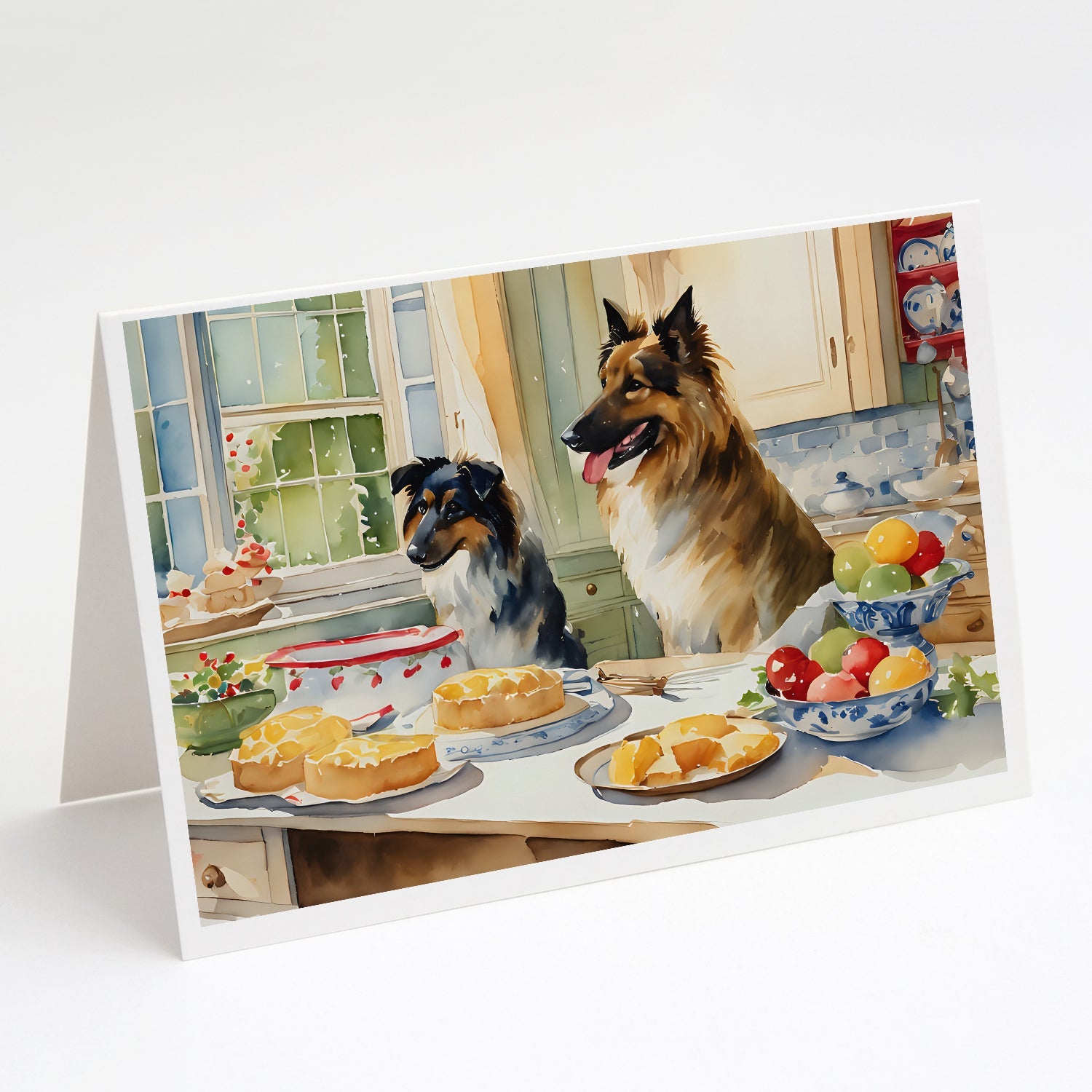 Belgian Tervuren Christmas Cookies Greeting Cards Pack of 8 Blank Cards with Envelopes Whimsical A7 Size 5x7