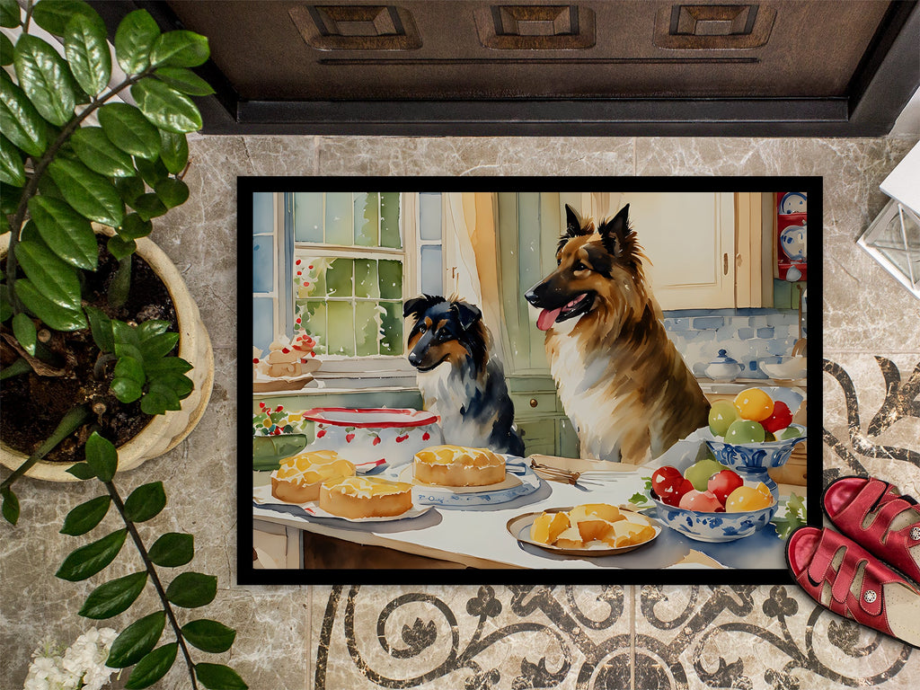 Belgian Tervuren Christmas Cookies Doormat Indoor Outdoor 18H X 27W Front Door Mat Rugs for Entryway, Non Slip Washable