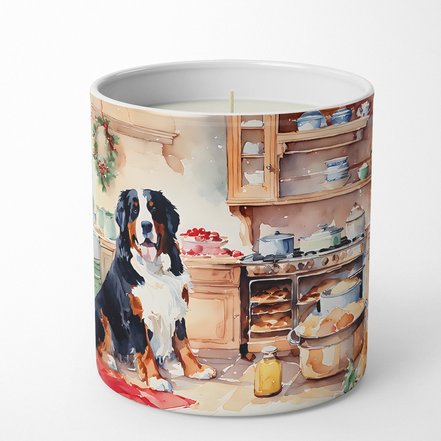 Bernese Mountain Dog Christmas Cookies Decorative Soy Candle Nature Soy Wax Essential Oil Home Decor Ideal for Bedroom Kitchen Bath Office Gift, 10 oz