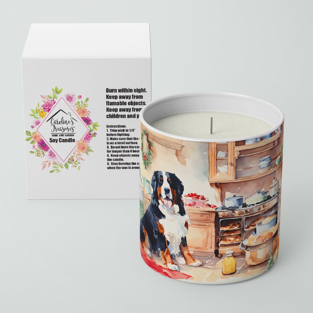 Bernese Mountain Dog Christmas Cookies Decorative Soy Candle Nature Soy Wax Essential Oil Home Decor Ideal for Bedroom Kitchen Bath Office Gift, 10 oz