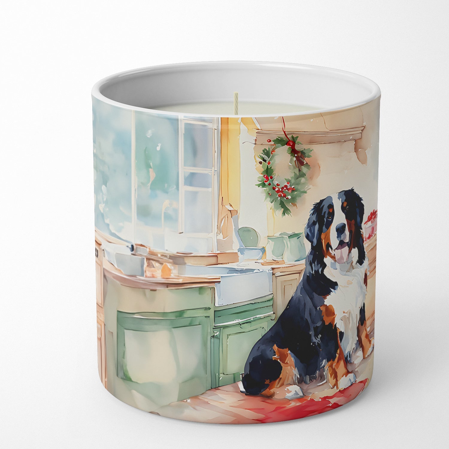 Bernese Mountain Dog Christmas Cookies Decorative Soy Candle Nature Soy Wax Essential Oil Home Decor Ideal for Bedroom Kitchen Bath Office Gift, 10 oz