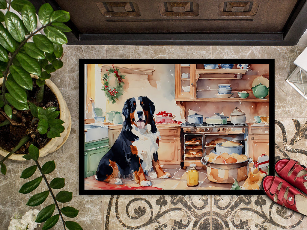 Bernese Mountain Dog Christmas Cookies Doormat Indoor Outdoor 24H X 36W Front Door Mat Rugs for Entryway, Non Slip Washable Low Pile,