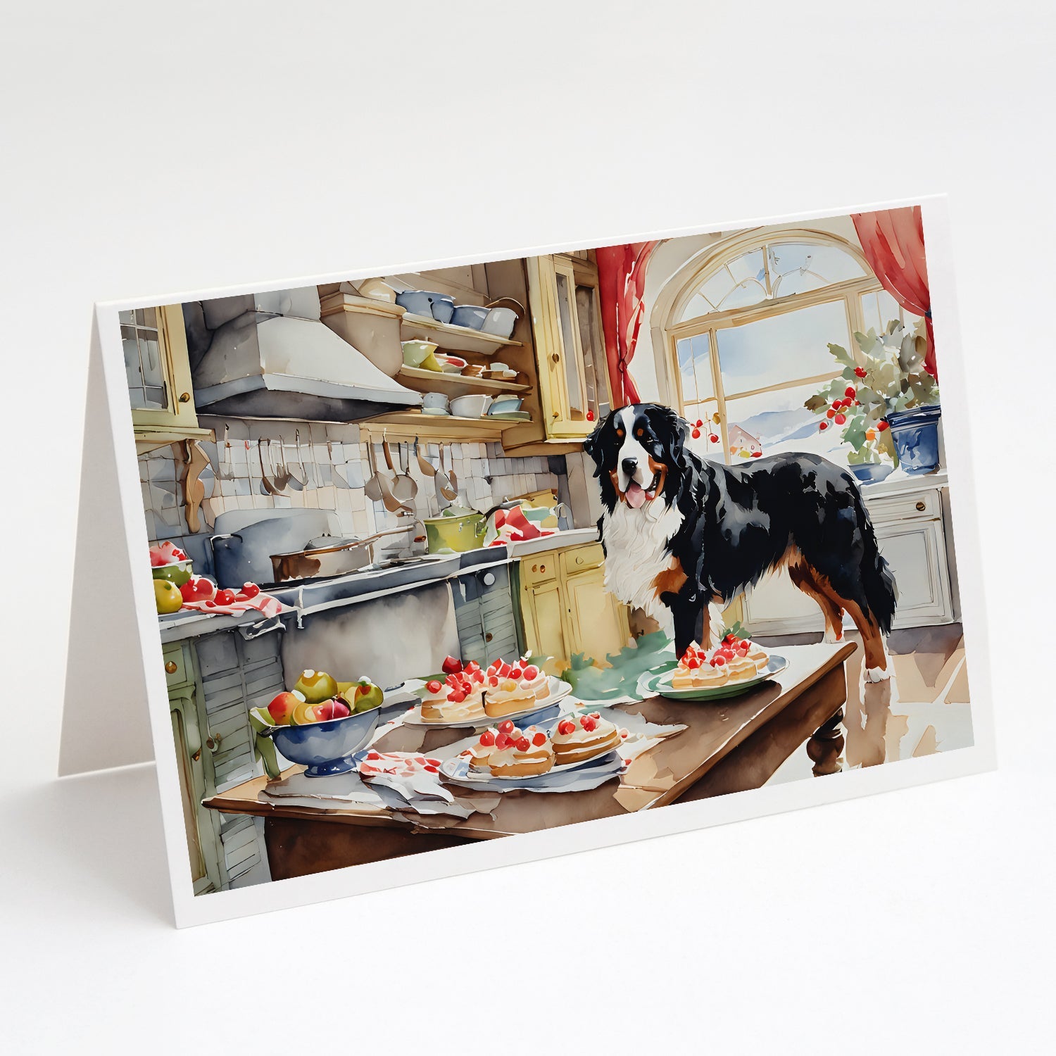 Bernese Mountain Dog Christmas Cookies Greeting Cards Pack of 8 Blank Cards with Envelopes Whimsical A7 Size 5x7