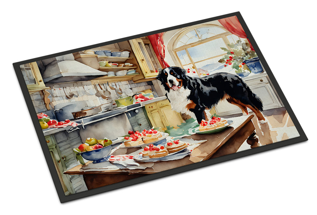 Bernese Mountain Dog Christmas Cookies Doormat Indoor Outdoor 24H X 36W Front Door Mat Rugs for Entryway, Non Slip Washable Low Pile,