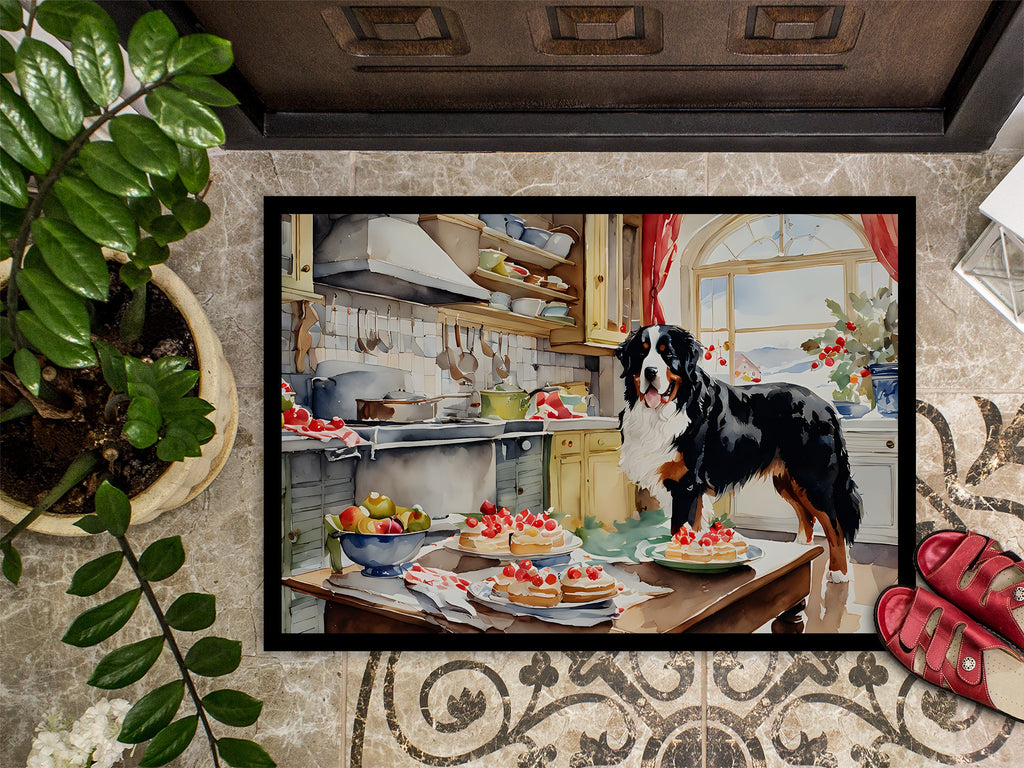 Bernese Mountain Dog Christmas Cookies Doormat Indoor Outdoor 24H X 36W Front Door Mat Rugs for Entryway, Non Slip Washable Low Pile,