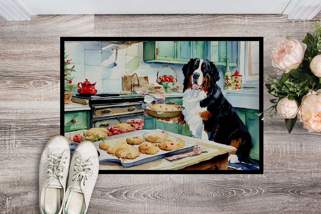 Bernese Mountain Dog Christmas Cookies Doormat Indoor Outdoor 24H X 36W Front Door Mat Rugs for Entryway, Non Slip Washable Low Pile,